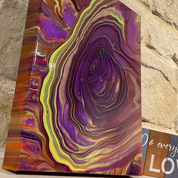 Hand crafted 11”x14” Fluid art canvas painting wall decor hand painted - Picture 4 of 9